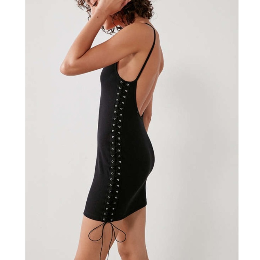 UO, lace up bodycon tank dress, open back, NWT!!
